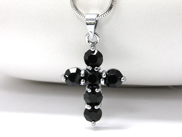 Made in korea whitegold plating crystal stud cross pendant necklace