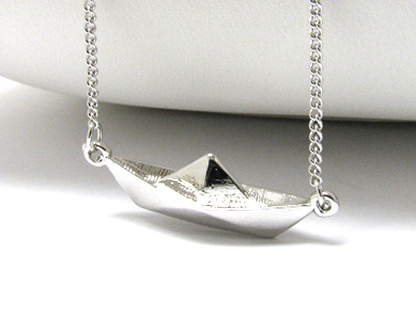 Made in korea whitegold plating paper boat pendant necklace