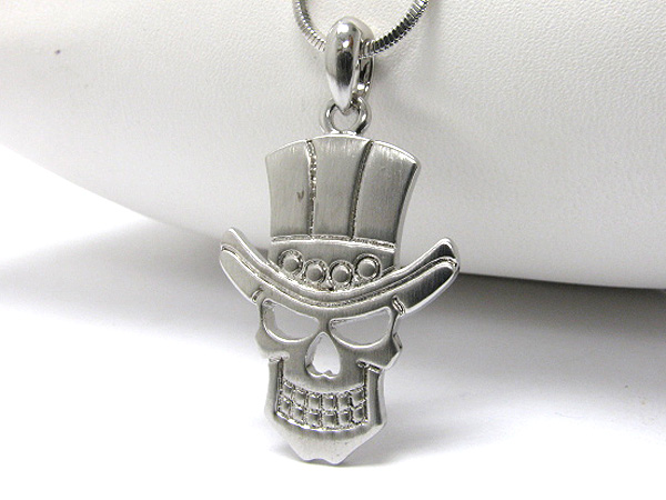 Made in korea whitegold plating skull in hat pendant necklace