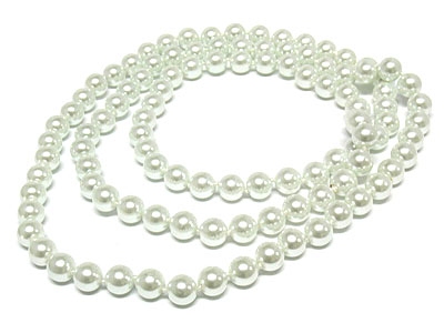 Basic pearl beads long necklace and earring set