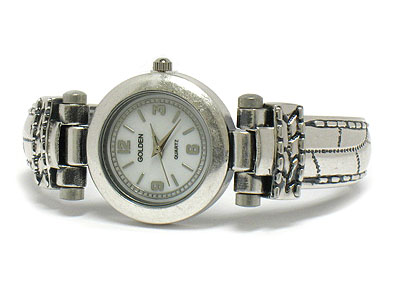 Pewter metal bangle watch