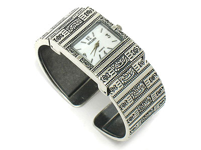 Pewter metal bangle watch