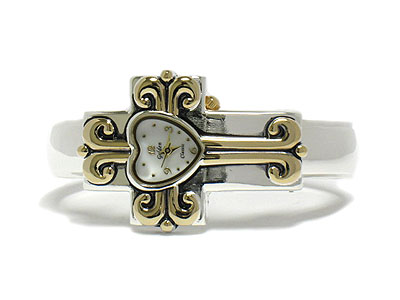 Cross metal face bangle watch 