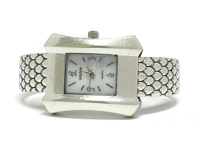 Pewter metal bangle watch