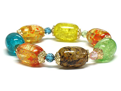 Multi color candy beads stretch bracelet