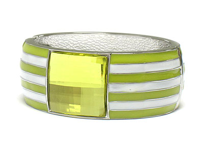 Enamel stripe metal hinge style bangle