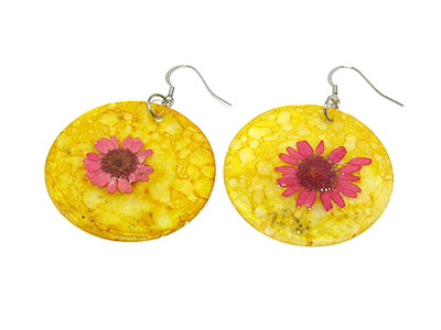 Dry flower shell disk earring