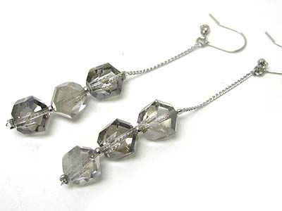 Three crystal cut glass facet ball drop earring