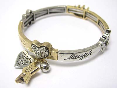 Message written two metal casting stretch bracelet