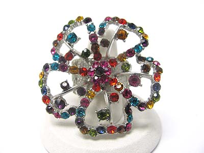 Large crystal flower stretch ring