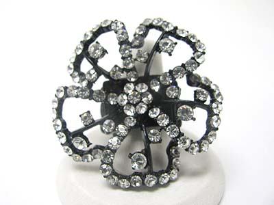 Large crystal flower stretch ring