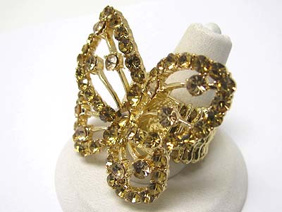 Large crystal butterfly stretch ring