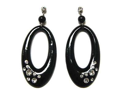 Oval rasin with paved crystal drop earring