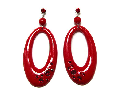 Oval rasin with paved crystal drop earring