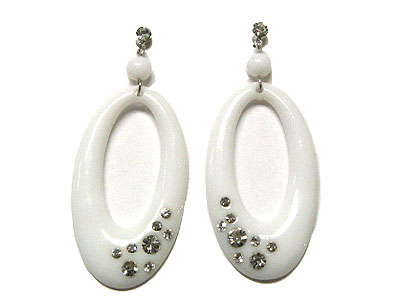 Oval rasin with paved crystal drop earring