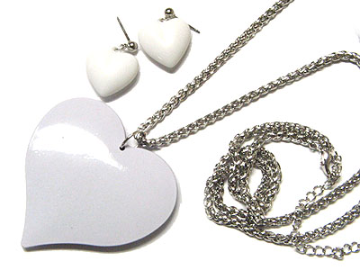 Acryl color large heart necklace and earring set