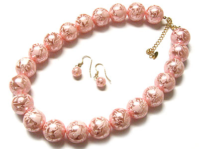 Flower deco beads ball necklace and earring set