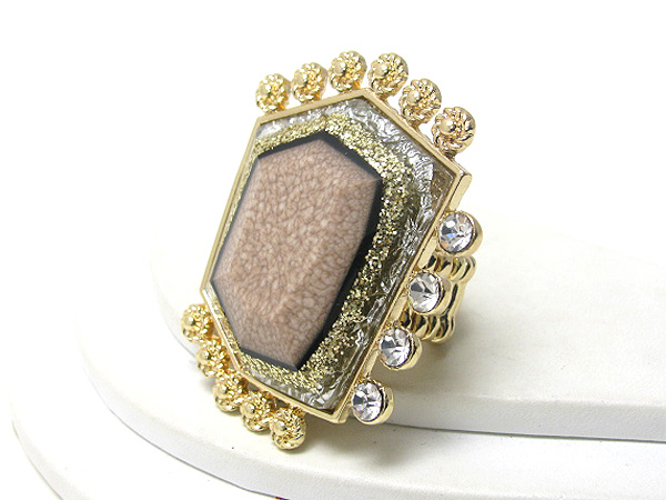 Crystal and facet stone cocktail stretch ring