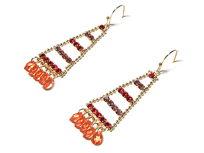 Crystal trapezoid shape glass bead drop earring