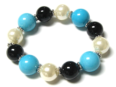 Muti color pearl chain stretch bracelet