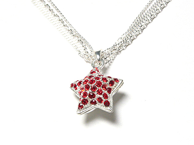 Costume jewelry star necklace with clear crystal