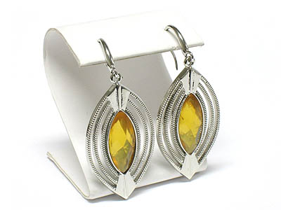 Glass stone oval drop earring