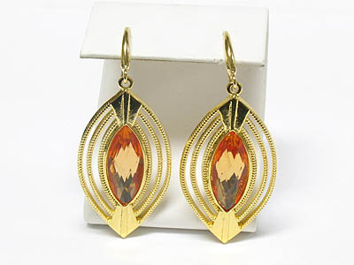 Glass stone oval drop earring