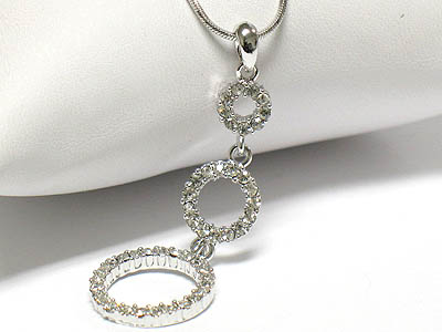 Crystal triple round cascade drop pendant necklace