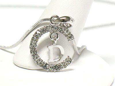 Cd dangling  crystal c pendant necklace