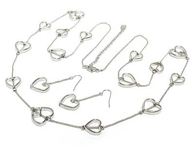 Peace theme heart link neckalce and earring set