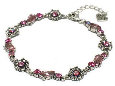 Austrian crystal flower link bracelet