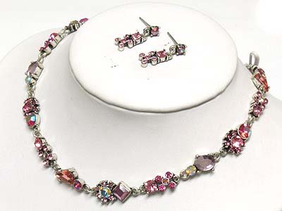 Austrian crystal flower theme neckalce and earring set