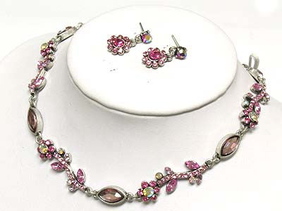 Austrian crystal flower theme neckalce and earring set