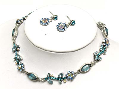 Austrian crystal flower theme neckalce and earring set