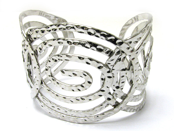 Hammered swirl metal cuff bangle