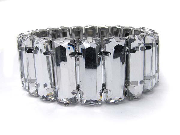 Multi metallic bar link stretch bracelet