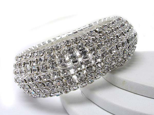 Multi row crystal stud stretch bracelet