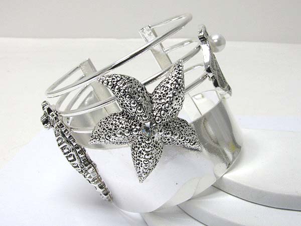 Sea animal deco metal cuff bangle