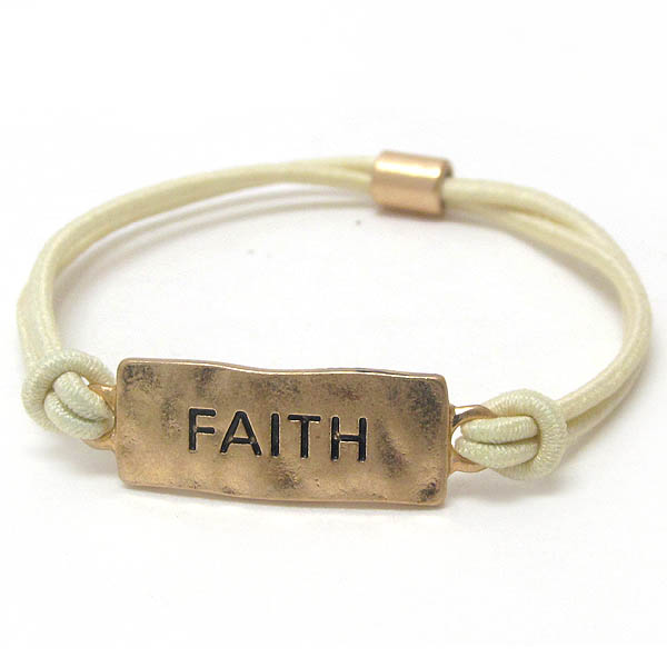 Faith plate stretch bracelet or ponytail band