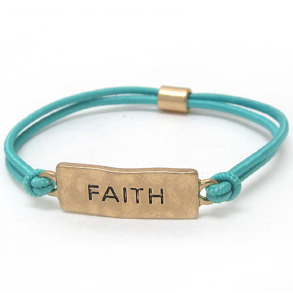 Faith plate stretch bracelet or ponytail band