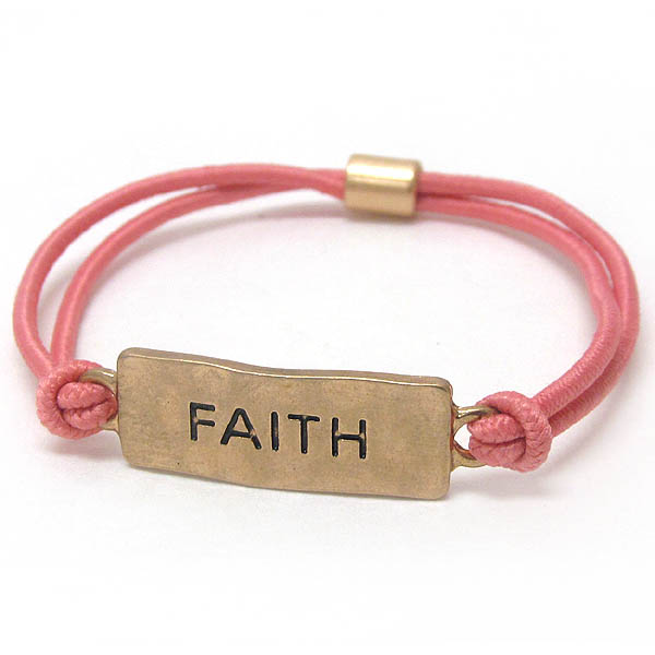 Faith plate stretch bracelet or ponytail band