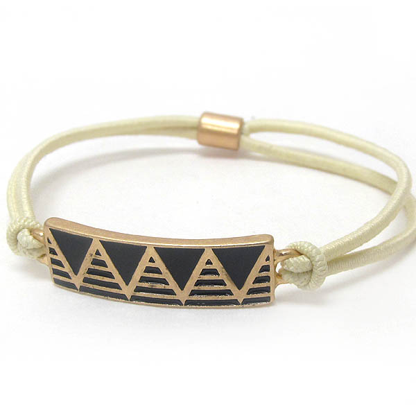 Chevron pattern plate stretch bracelet or ponytail band