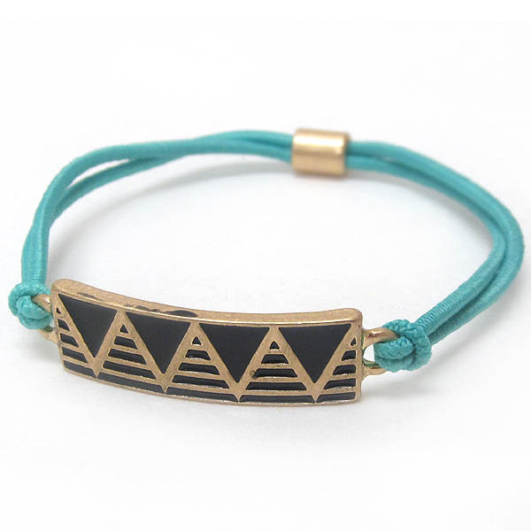 Chevron pattern plate stretch bracelet or ponytail band