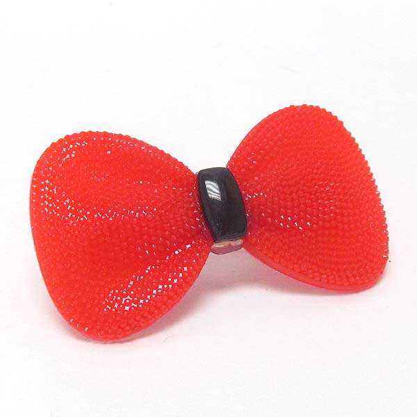 Acrylic large textured bow adjustable ring