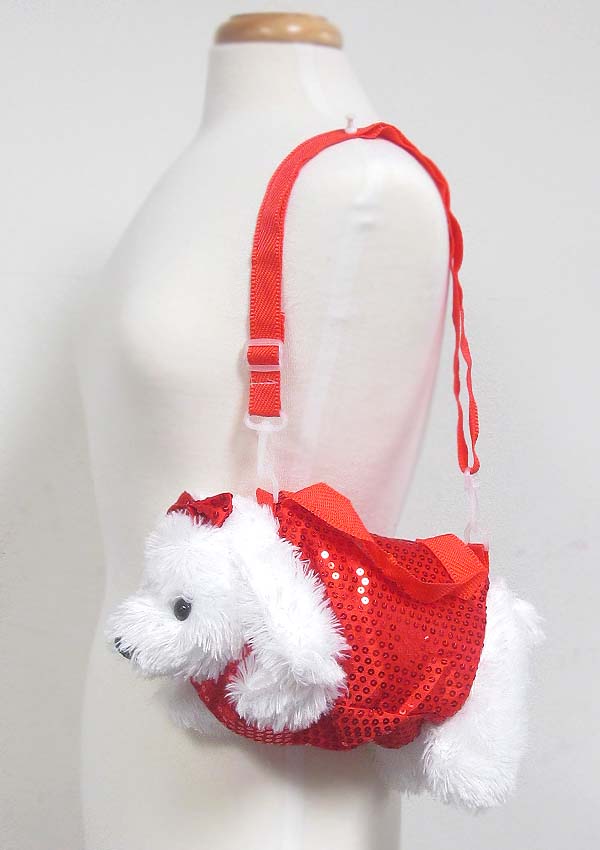 Sequin puppy purse