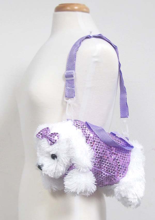 Sequin puppy purse