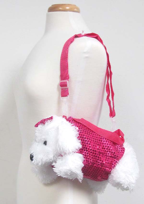 Sequin puppy purse