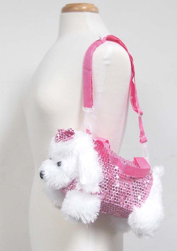 Sequin puppy purse