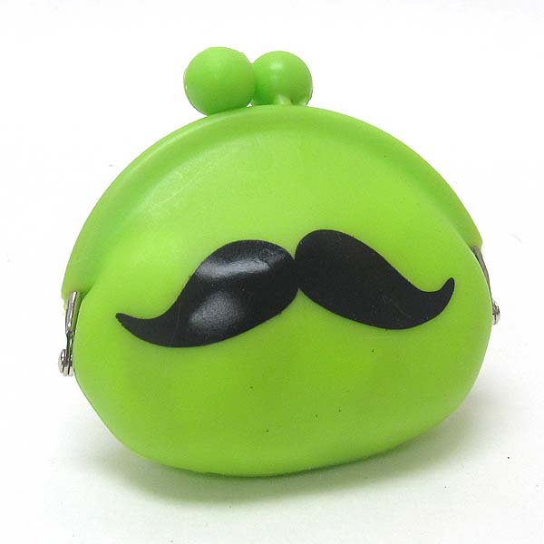 Mustache print silicon jelly coin purse