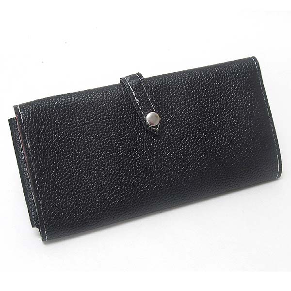 Snap button leatherette wallet